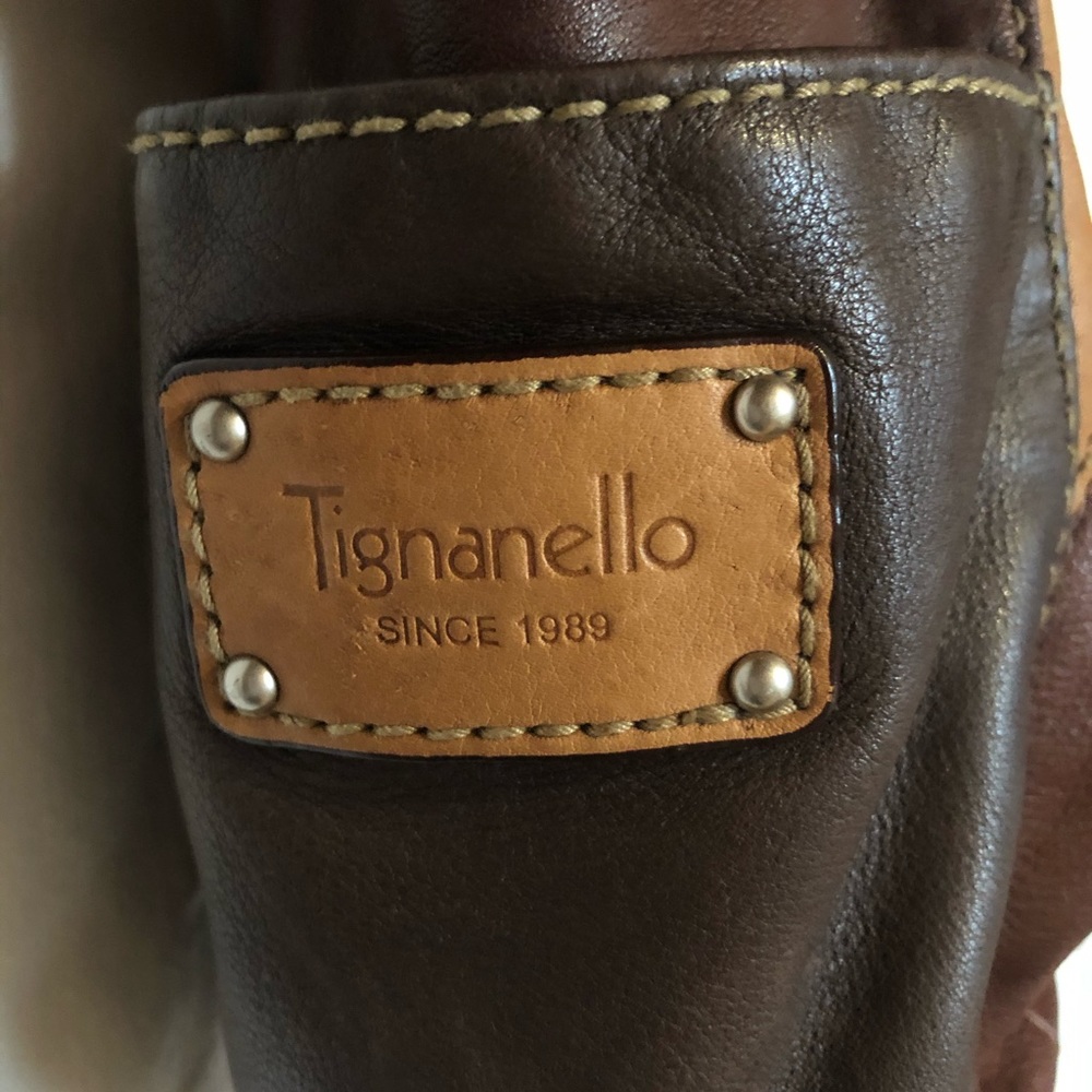 Tignanello Brown Patch Leather Shoulder Handbag - Picture 9 of 11
